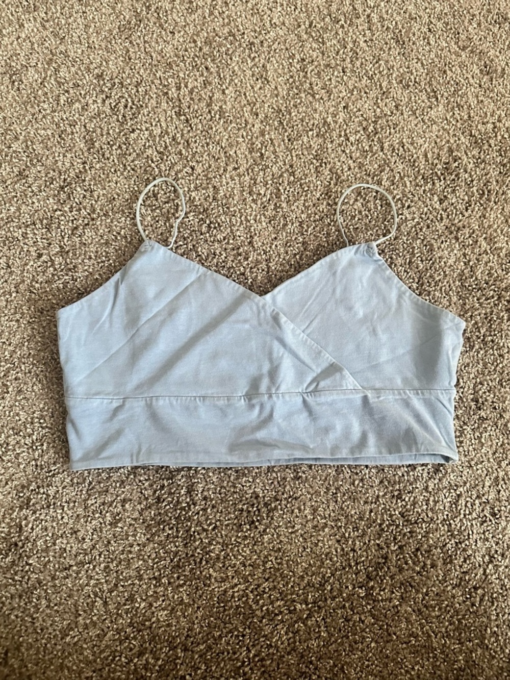 Light Blue V-Neck Spaghetti Strap Crop Top